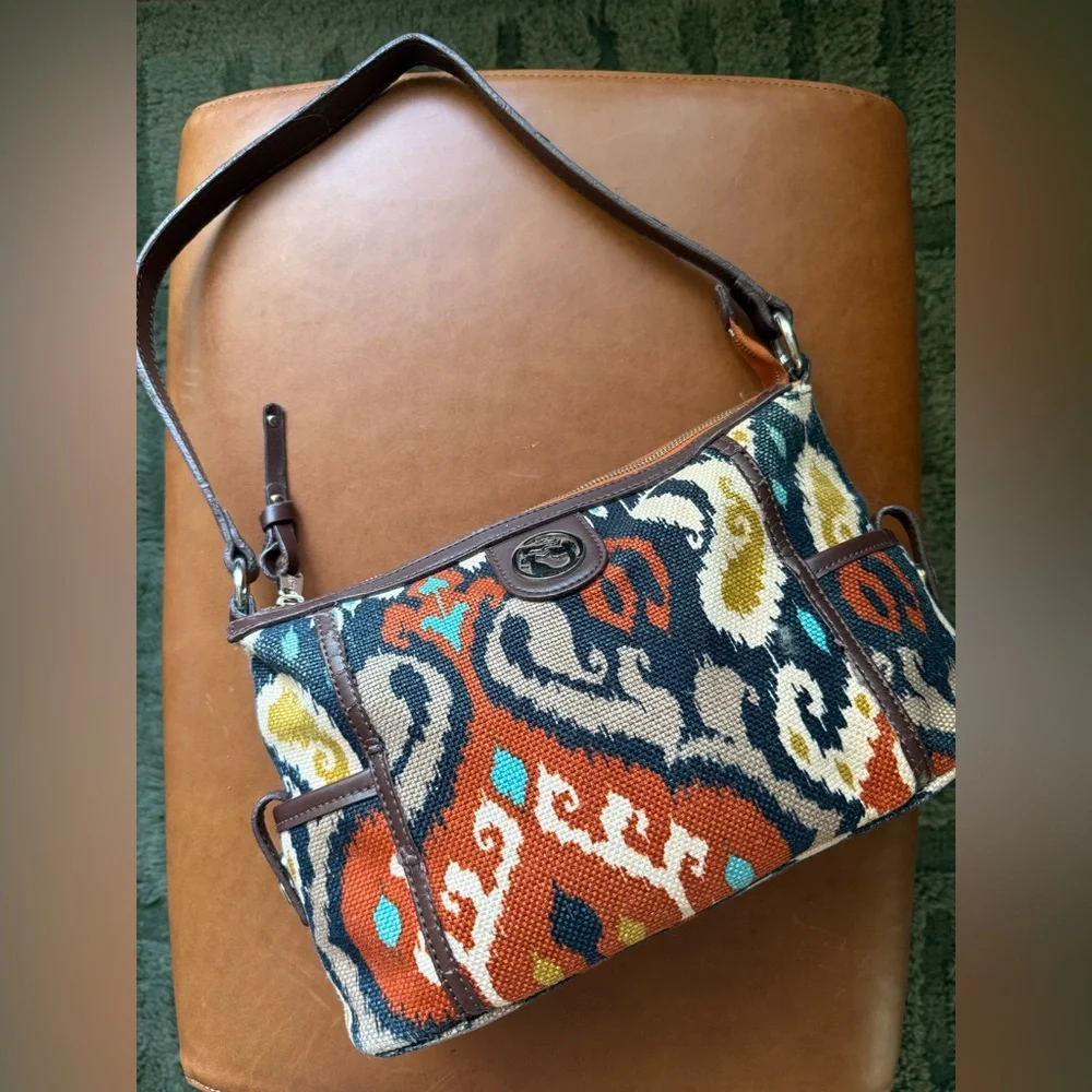 Spartina 449 Leather and Linen Christina Handbag